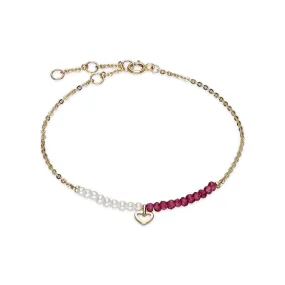 Perlen & Rhodolite Herz Armband
