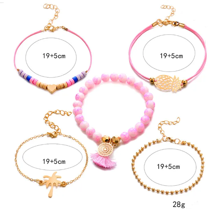 Pineapple Heart Coconut Fringe Bracelet
