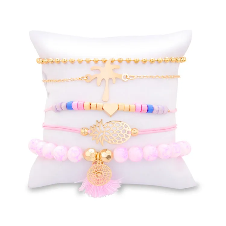 Pineapple Heart Coconut Fringe Bracelet