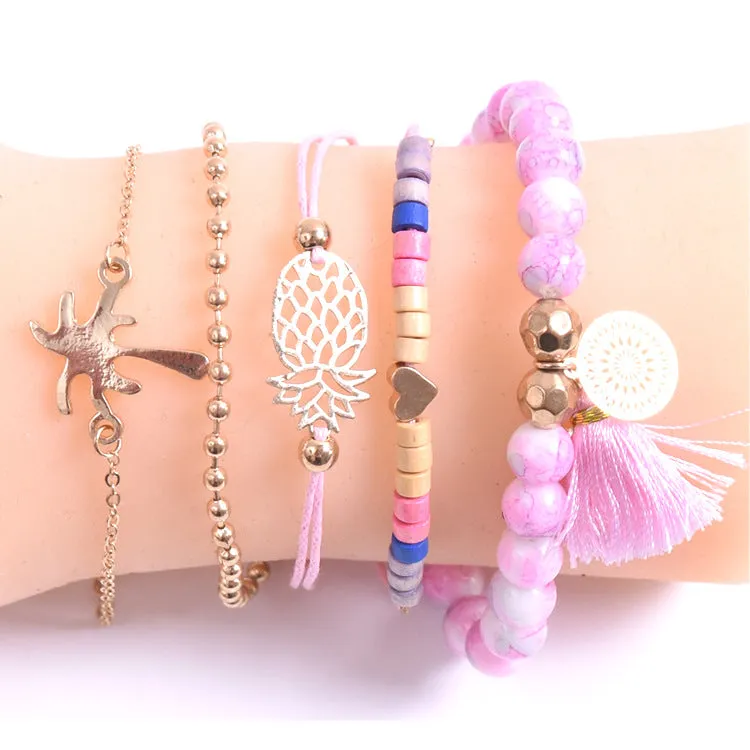 Pineapple Heart Coconut Fringe Bracelet
