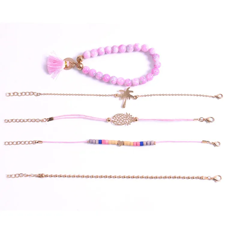Pineapple Heart Coconut Fringe Bracelet