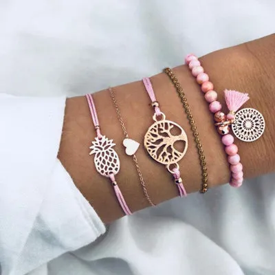 Pineapple Heart Coconut Fringe Bracelet