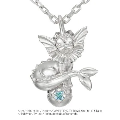 [Pokémon]Vaporeon & Pokéball necklace K18 white gold