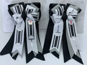 PonyTail Bows- Black/Gray White Bits