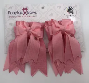 PonyTail Bows- Bubble Gum Solid
