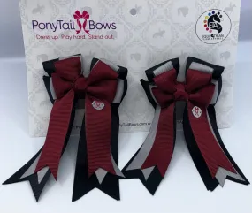 PonyTail Bows- Cabernet/Black