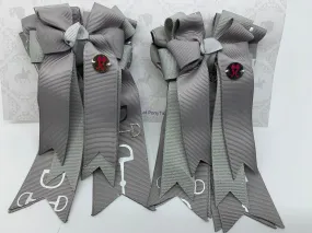PonyTail Bows- Grey Glitter Bits