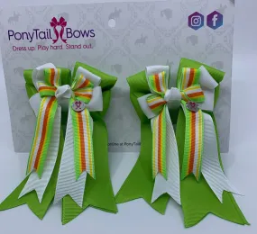PonyTail Bows- Lime/White/Stripe