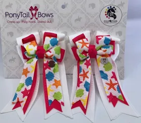 PonyTail Bows- Pink Beachy