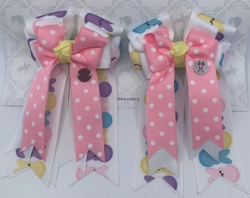 PonyTail Bows- Pink Polka Dot Peep
