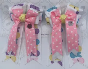 PonyTail Bows- Pink Polka Dot Peep