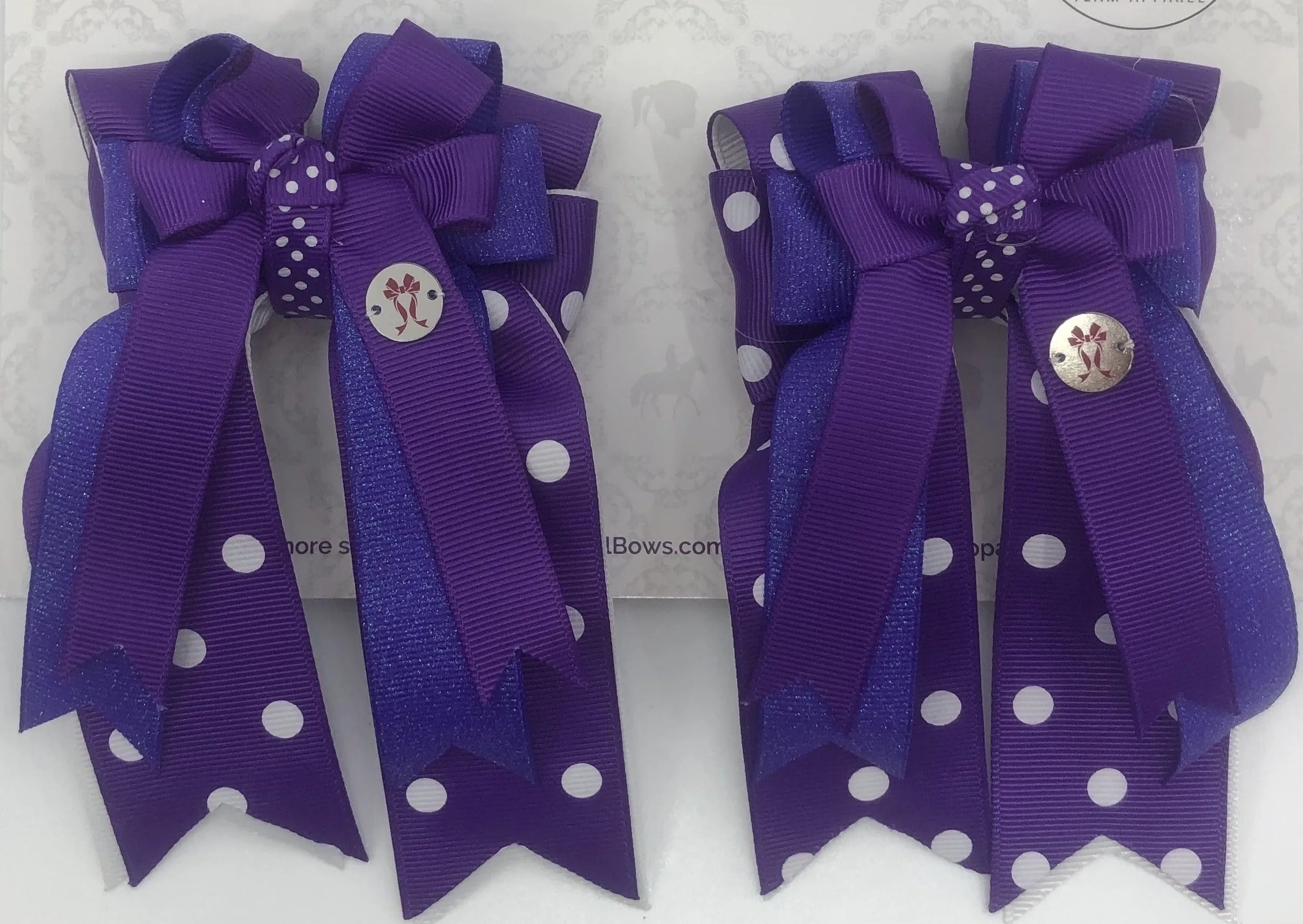 PonyTail Bows- Purple Polka Dots