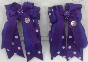 PonyTail Bows- Purple Polka Dots