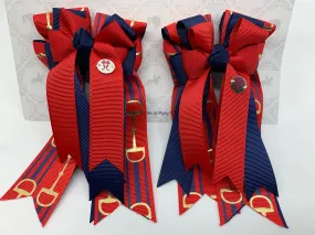PonyTail Bows- Red/Navy Bits