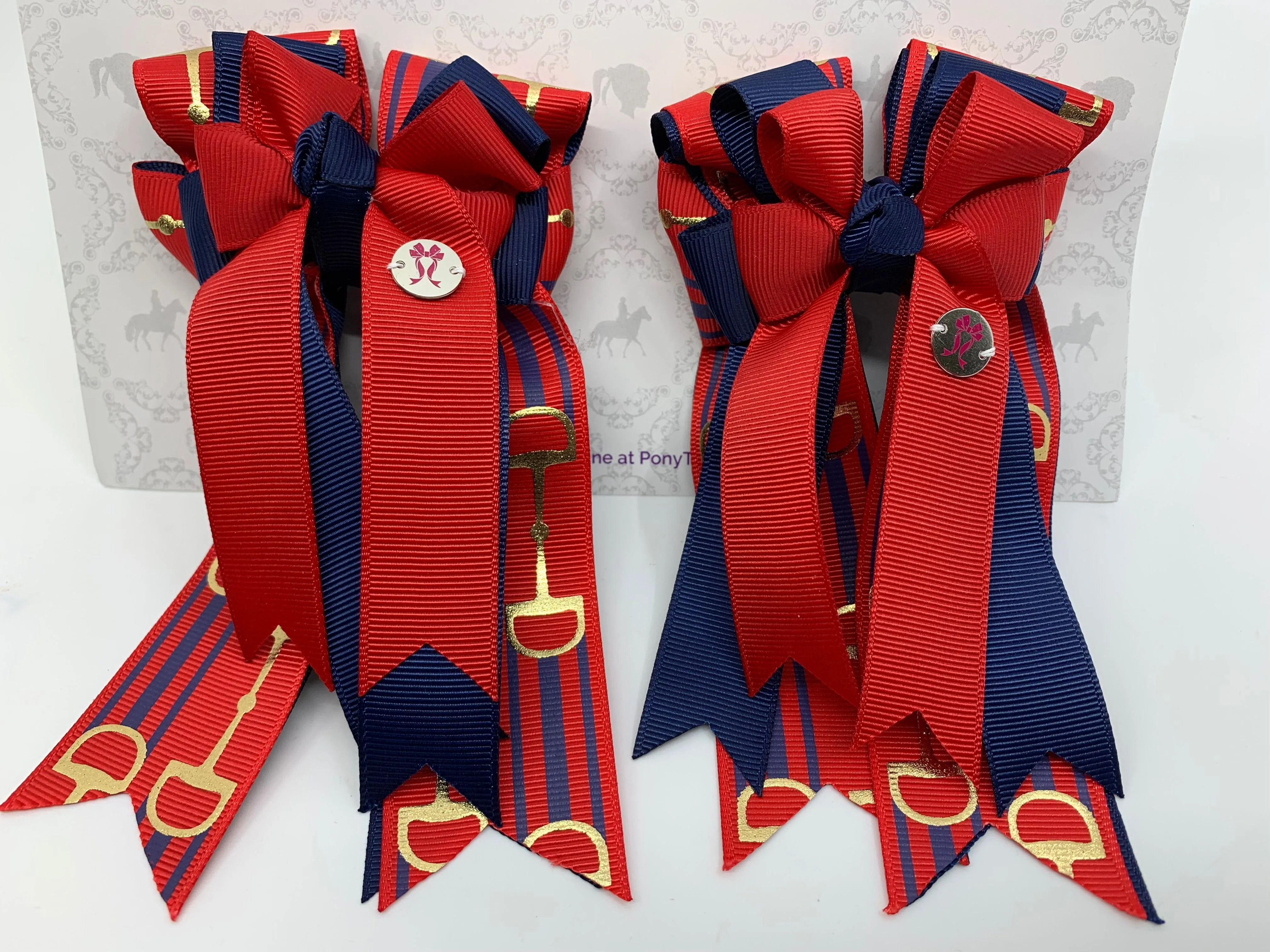 PonyTail Bows- Red/Navy Bits