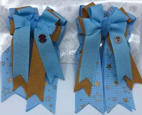 PonyTail Bows- Starry Night Aqua