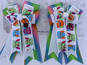 PonyTail Bows- Tie-dye Owls
