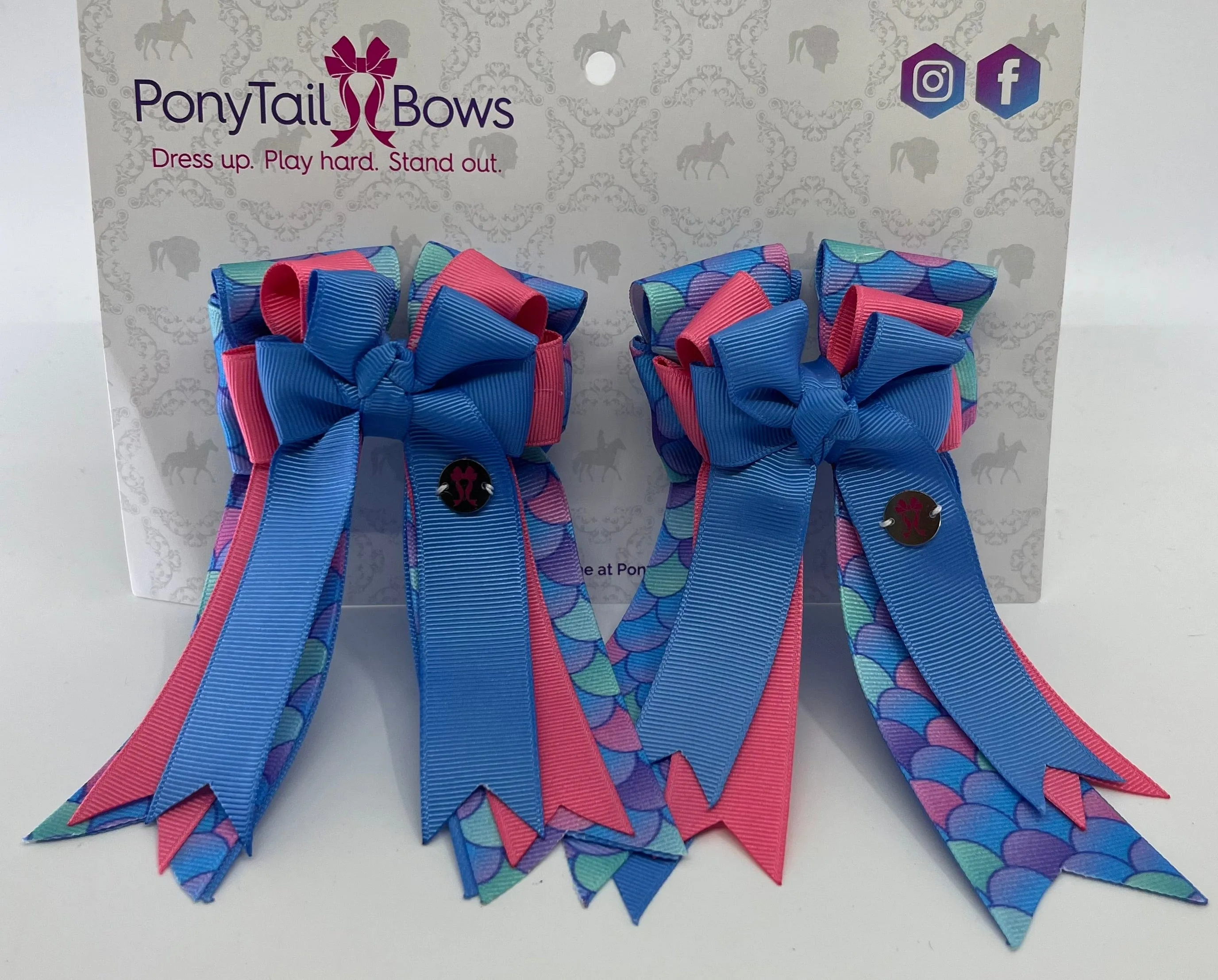 PonyTail Bows- Under the Sea Blue/Pink