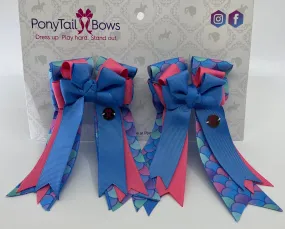 PonyTail Bows- Under the Sea Blue/Pink