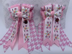 PonyTail Bows- Unicorn Party/Houndstooth