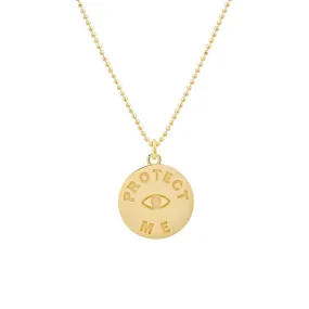 Protect Me & Evil Eye Sentiment Pendant Necklace
