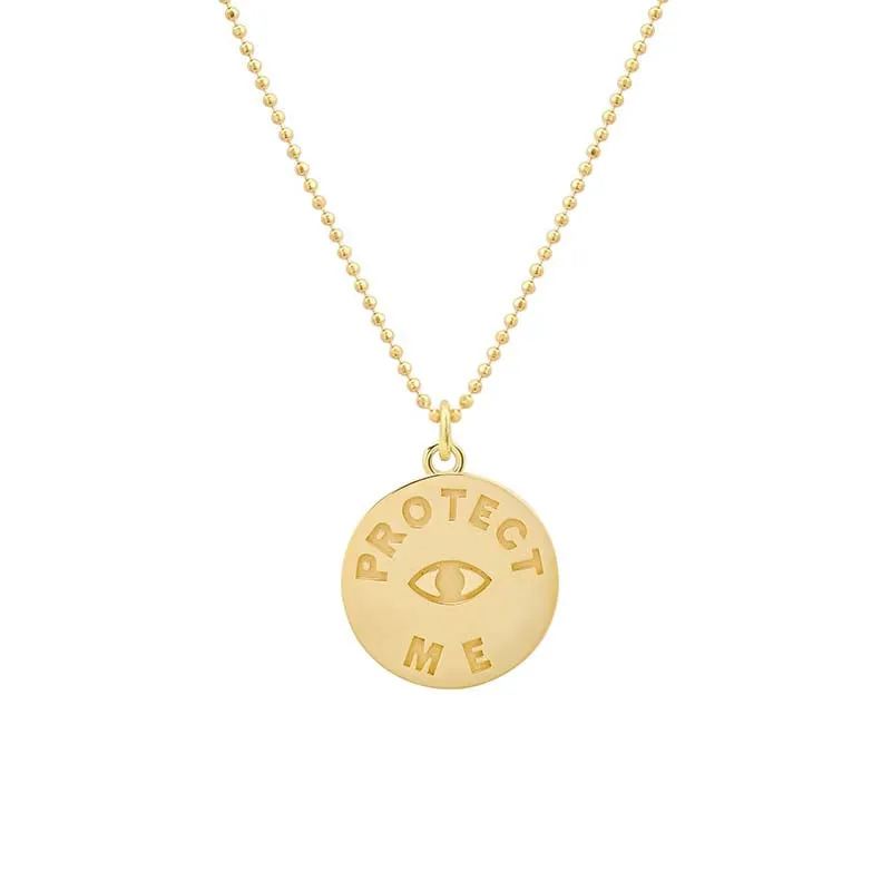 Protect Me & Evil Eye Sentiment Pendant Necklace