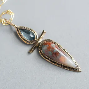 Prudent Man Agate & Aquamarine Pendant