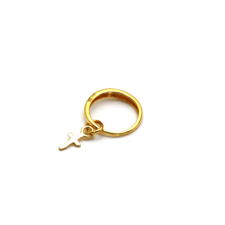 Real Gold Plain Round Dangler Cross Pendant 0418 P 1795