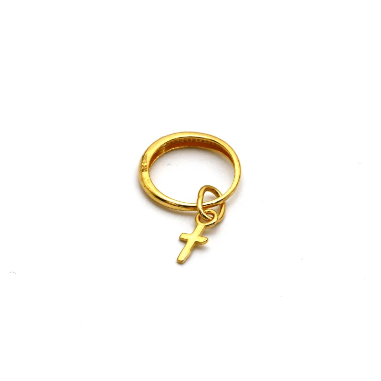 Real Gold Plain Round Dangler Cross Pendant 0418 P 1795