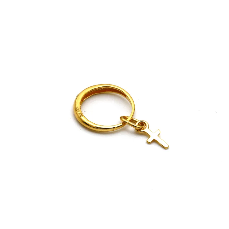 Real Gold Plain Round Dangler Cross Pendant 0418 P 1795