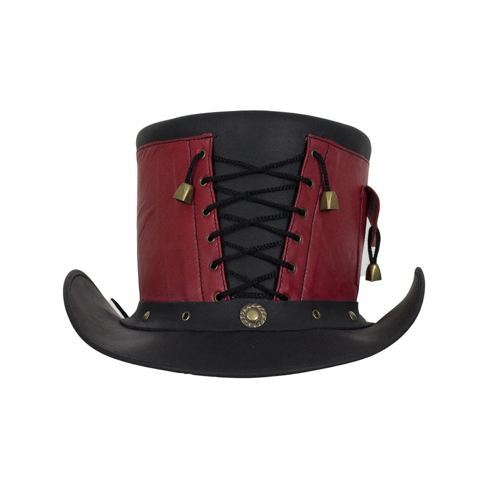 Red and Black Leather Deadman Top Hat