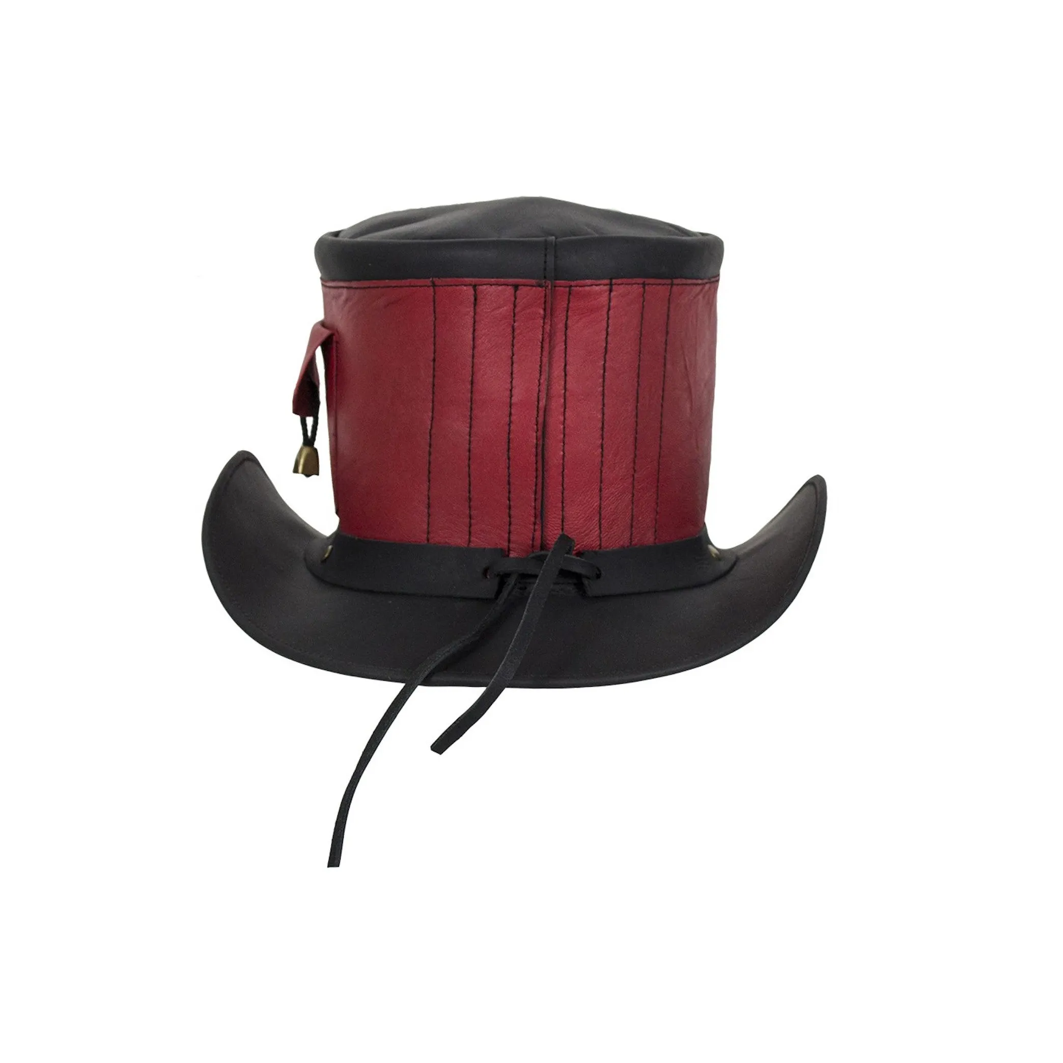 Red and Black Leather Deadman Top Hat
