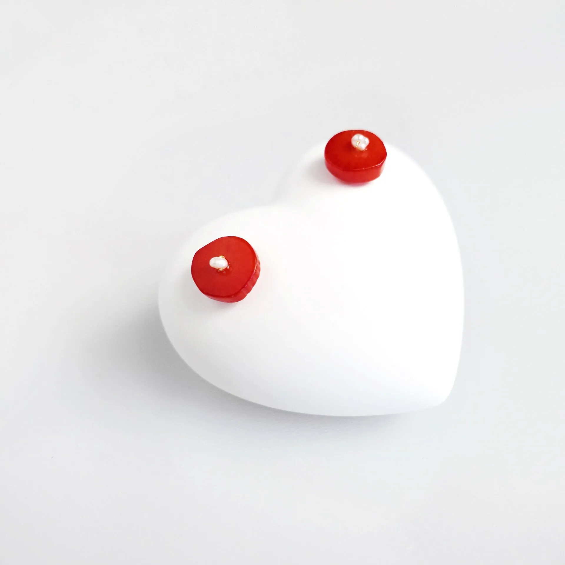 Red Coral Button Studs