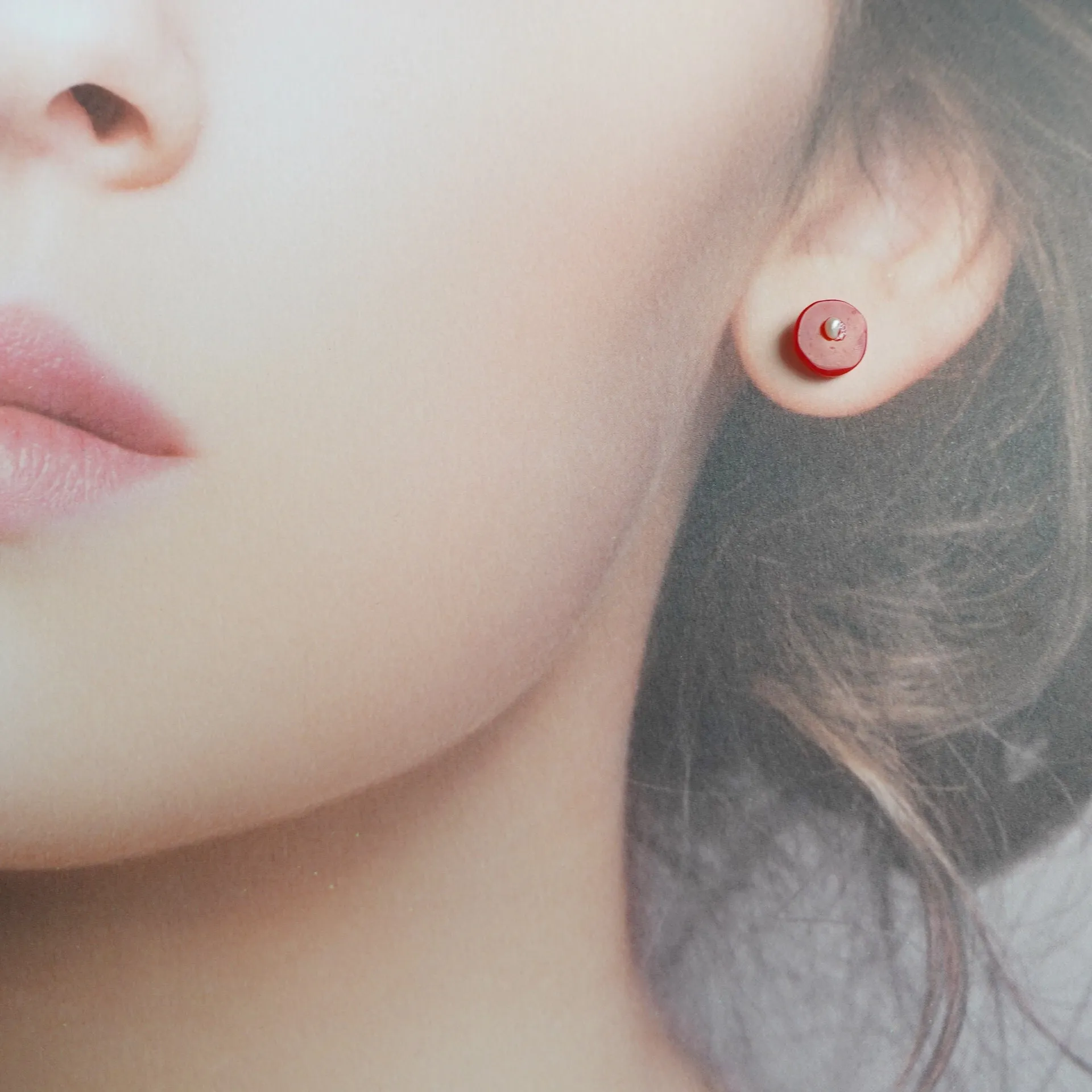 Red Coral Button Studs