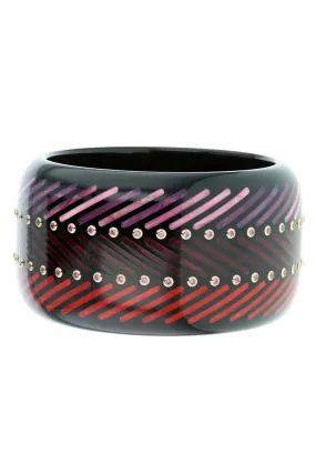 Rhodolite Garnet Black Bakelite Bangle