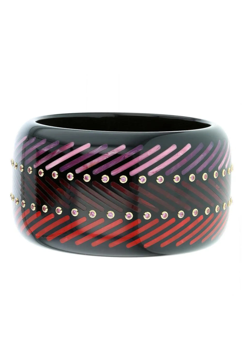 Rhodolite Garnet Black Bakelite Bangle
