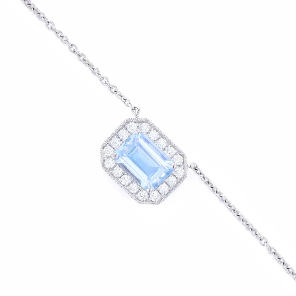 Riviera Collection East-West Aquamarine & Diamond Pendant | 18K White Gold