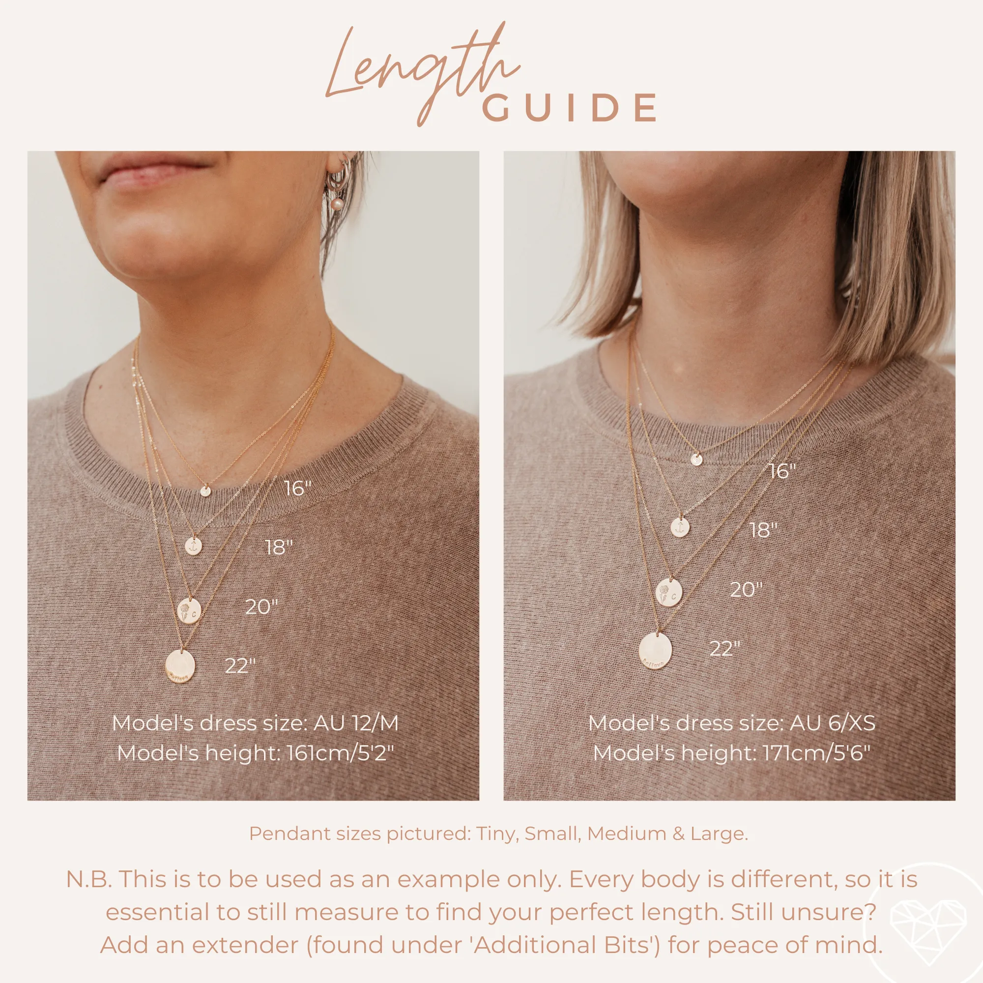 Saffron • Extra Large & Small Stacking Pendant Necklace