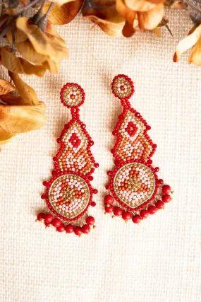 SALE! Coral Lexington Seed Bead Earrings