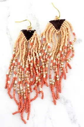 SALE! Falling Skies Peach Seed Bead Earrings
