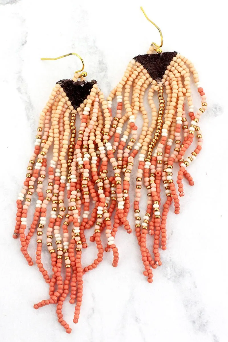 SALE! Falling Skies Peach Seed Bead Earrings