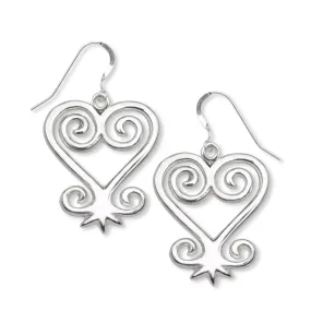Sankofa .925 Sterling Silver Earrings, Andinkra Symbol