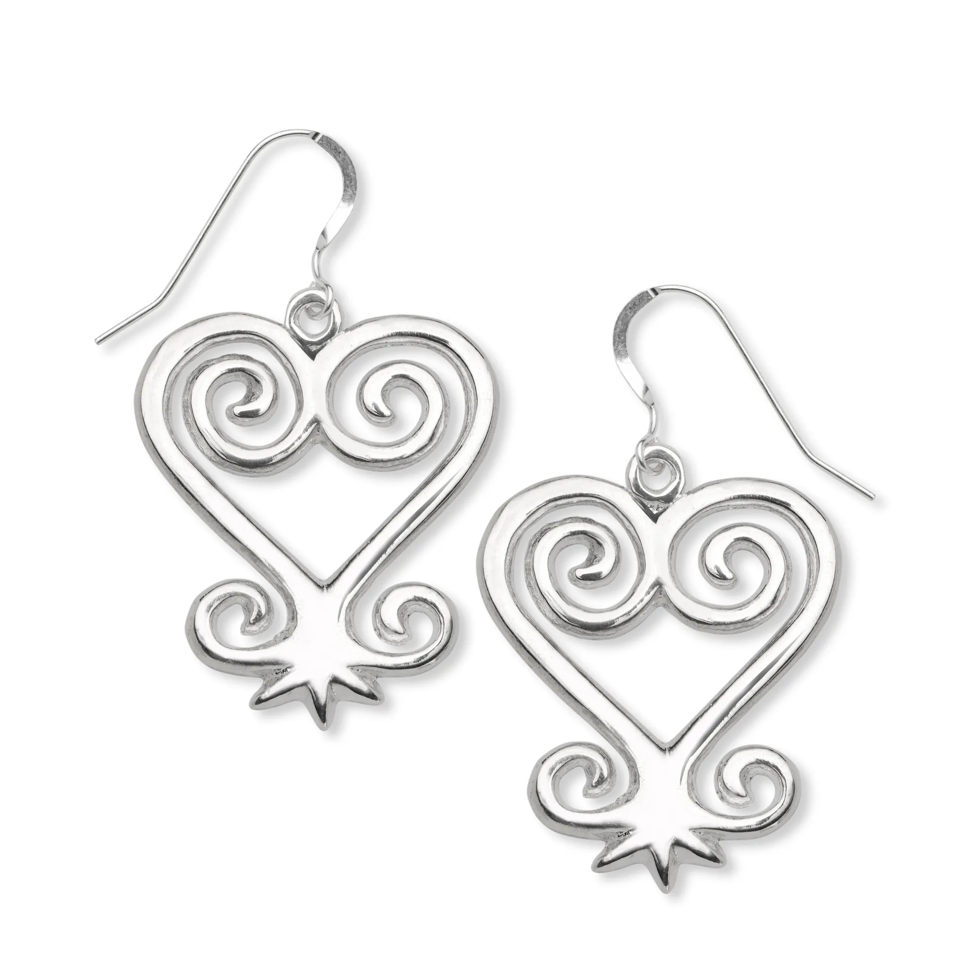 Sankofa .925 Sterling Silver Earrings, Andinkra Symbol
