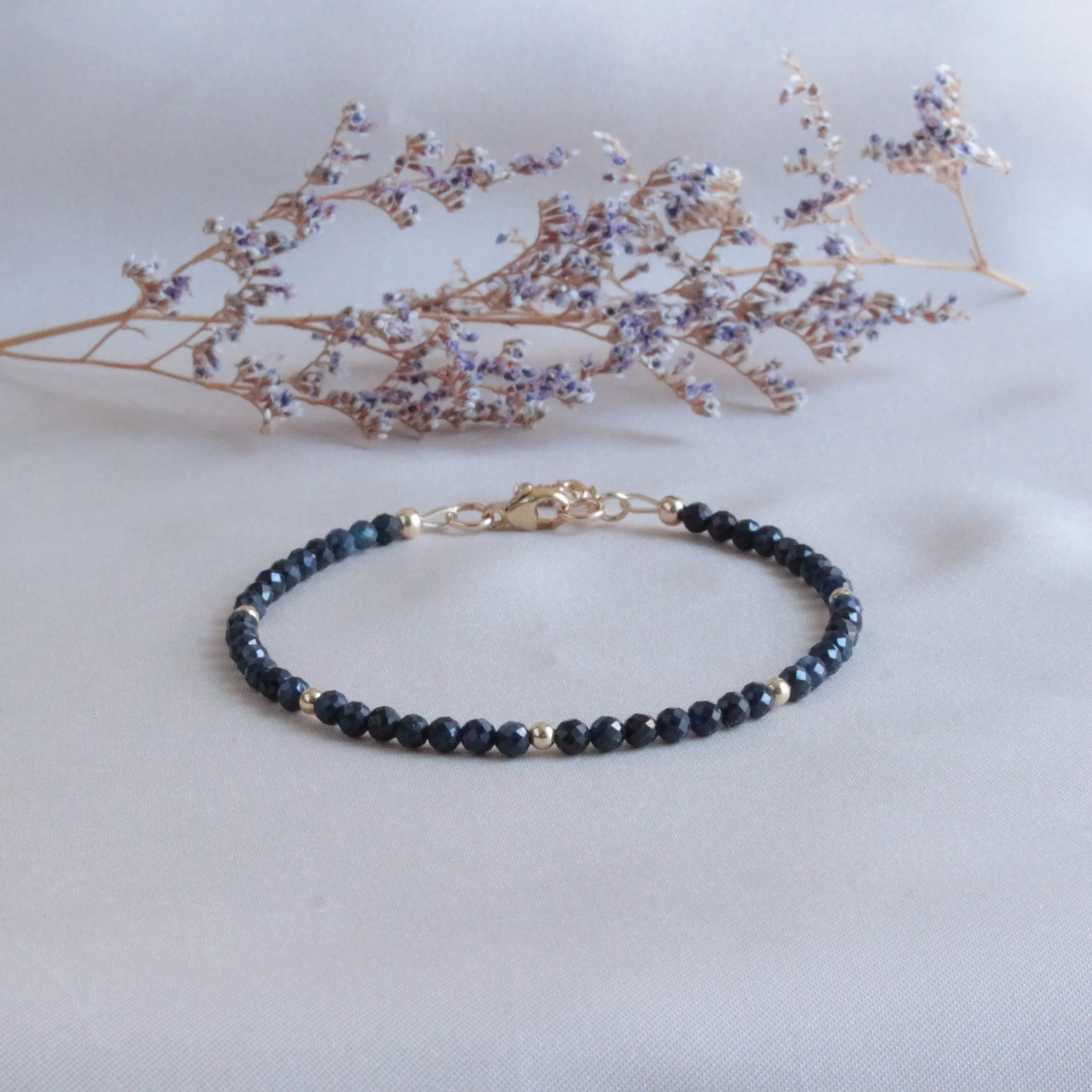 Sapphire & Gold Bead Minimalist Bracelet