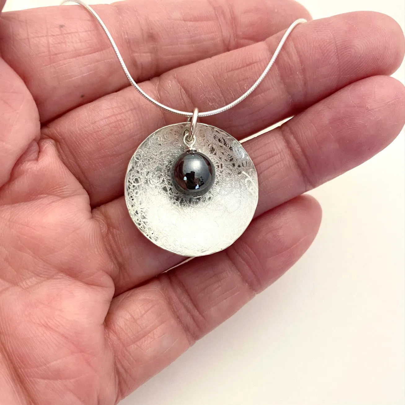 Scribbled Disc Necklace