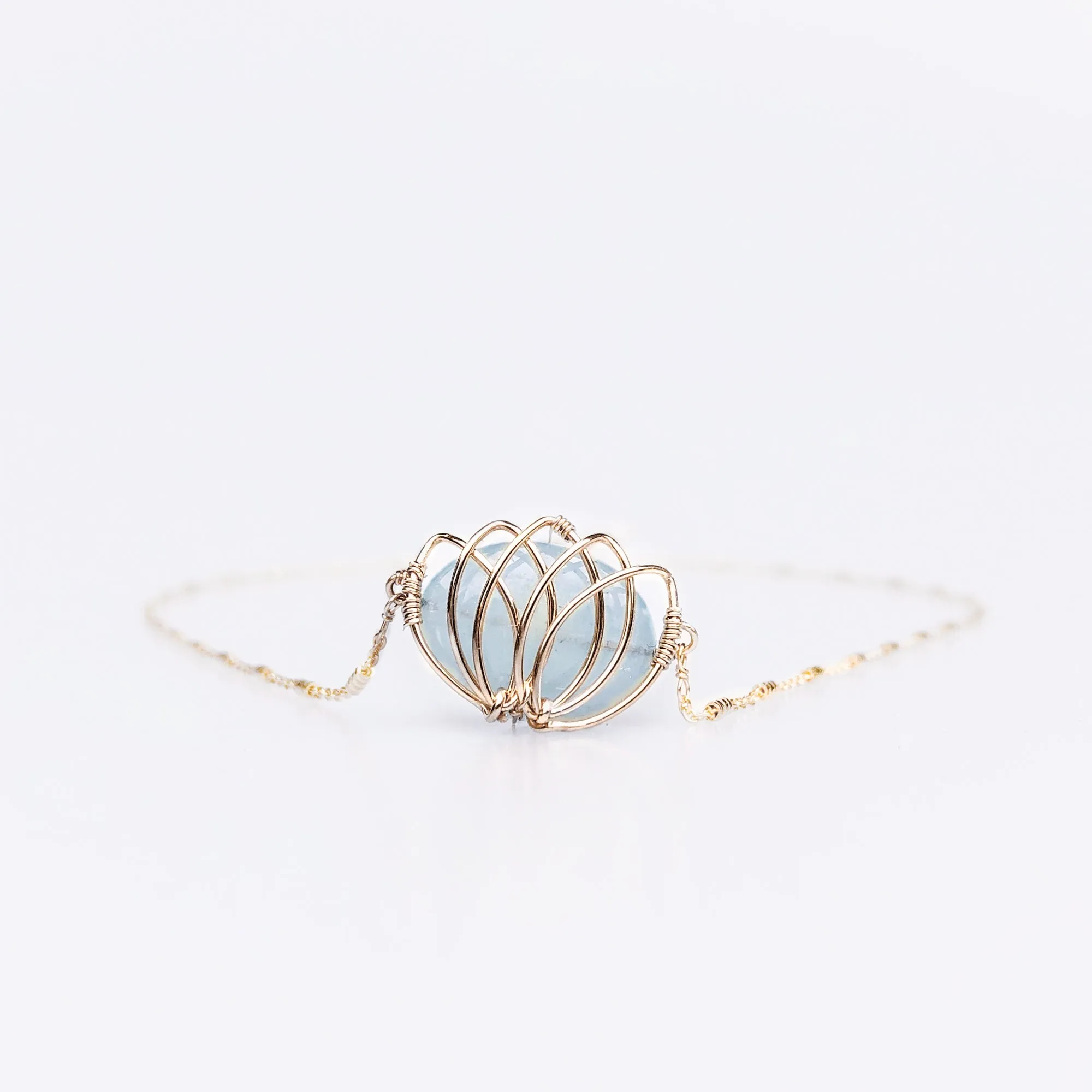 Serene Lotus Aquamarine Necklace