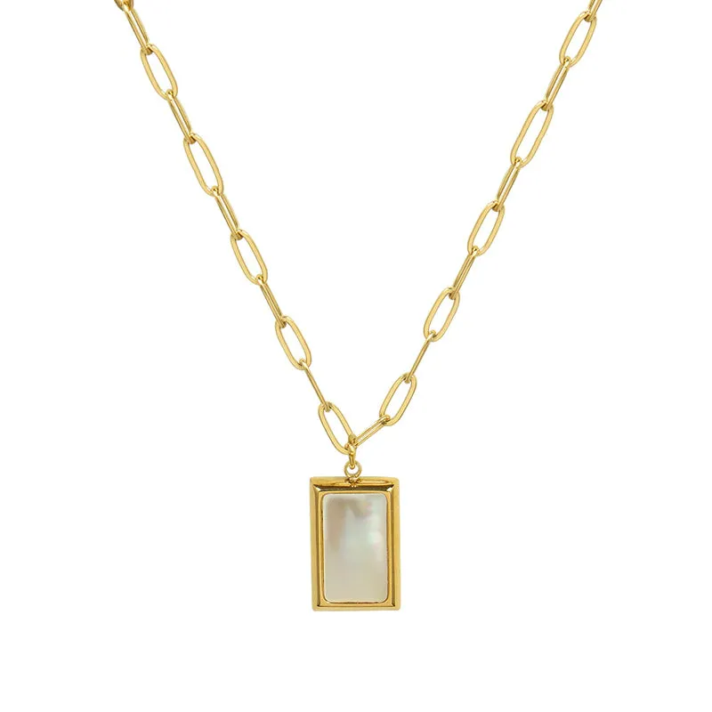 Shell Square Pendant Necklace