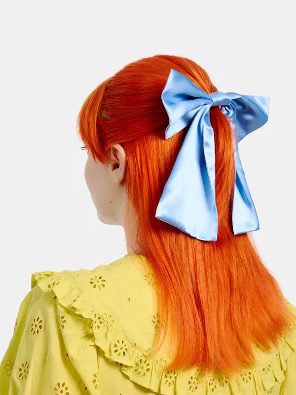 Silk Bow Barrette: Blue