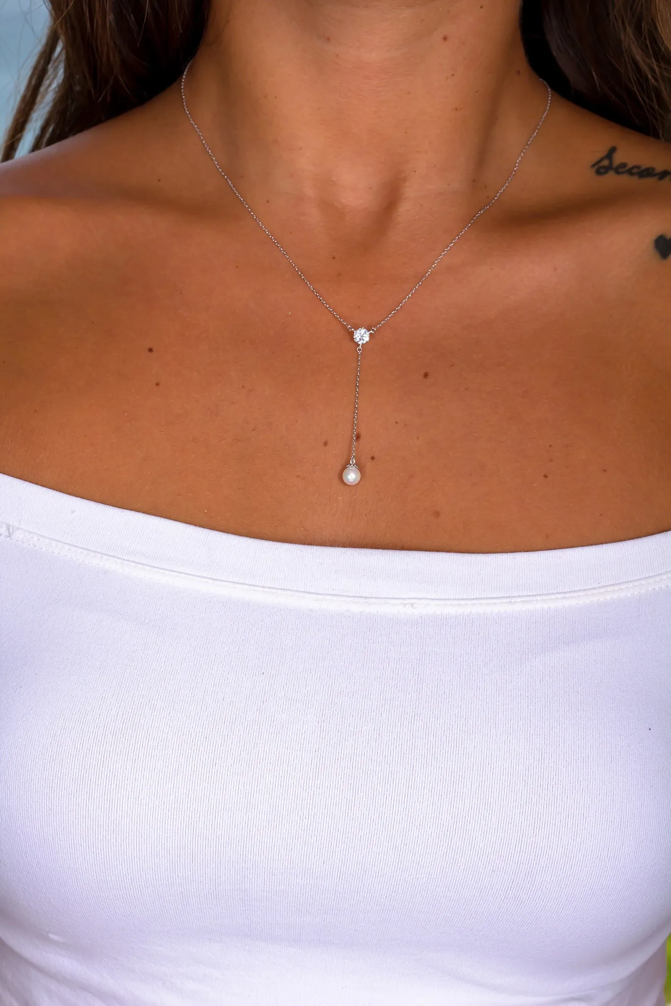 Silver Necklace with Pearl