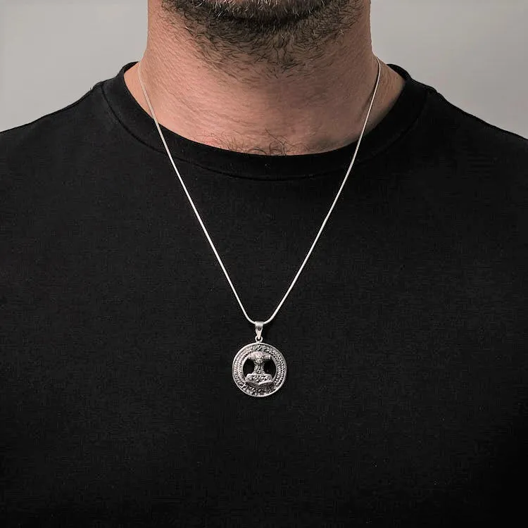 Silver Pendant Chain Thors Hammer For Men And Women